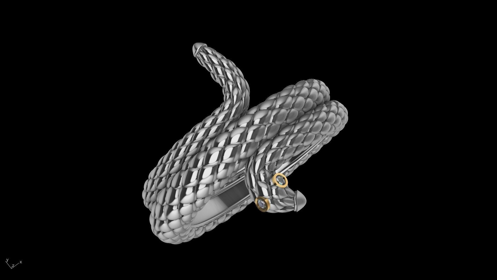 Curled snake ring stl verified 3D print model_25