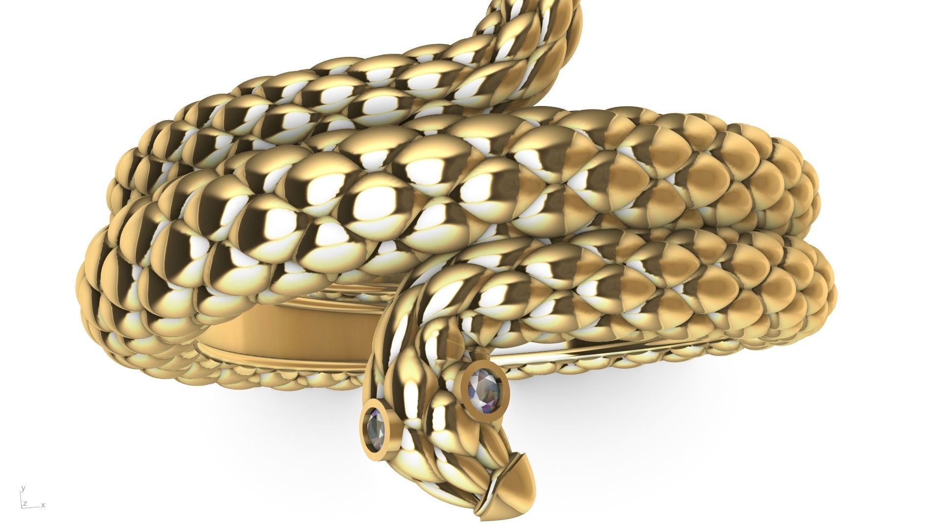 Curled snake ring stl verified 3D print model_2