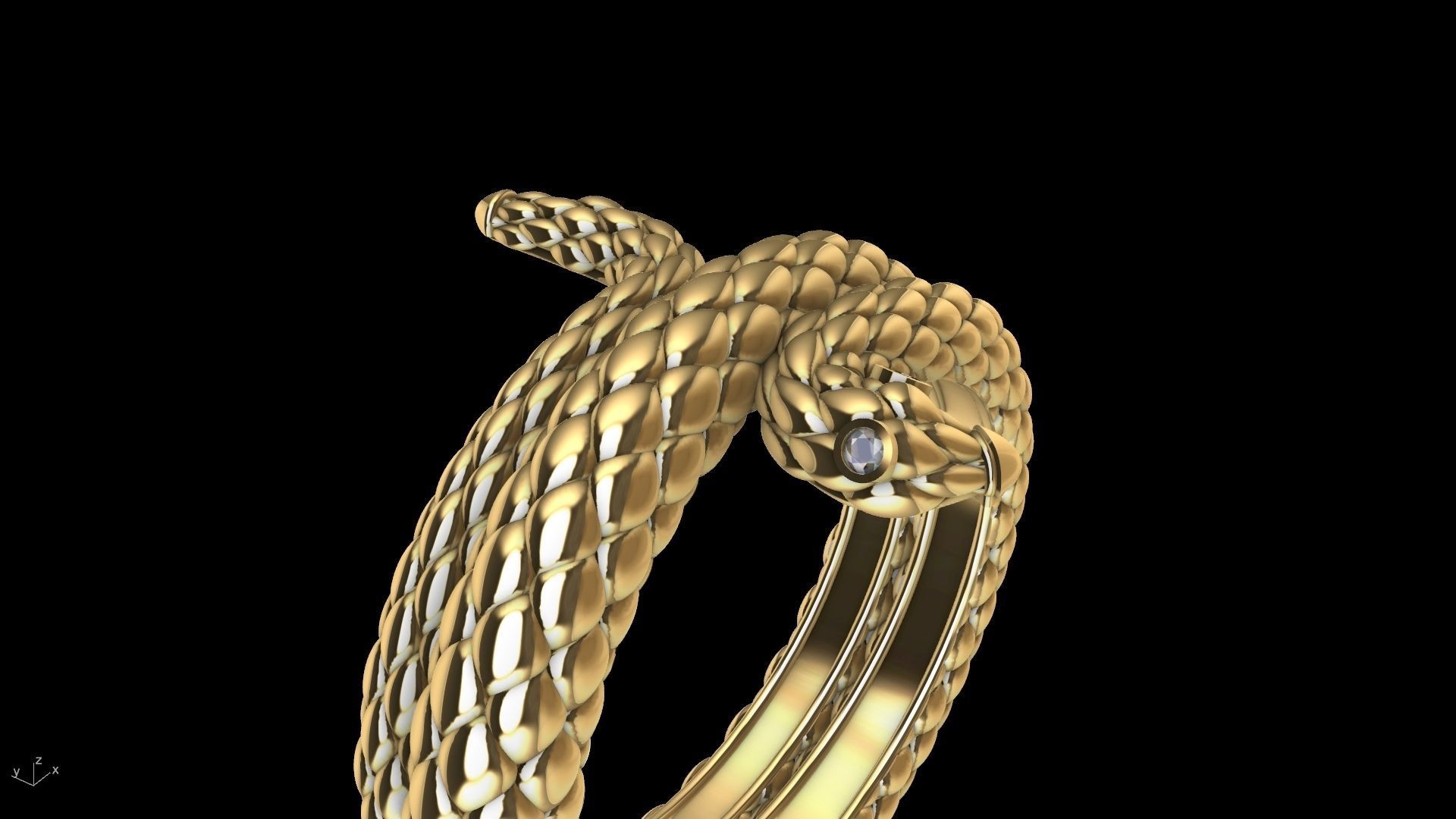 Curled snake ring stl verified 3D print model_12