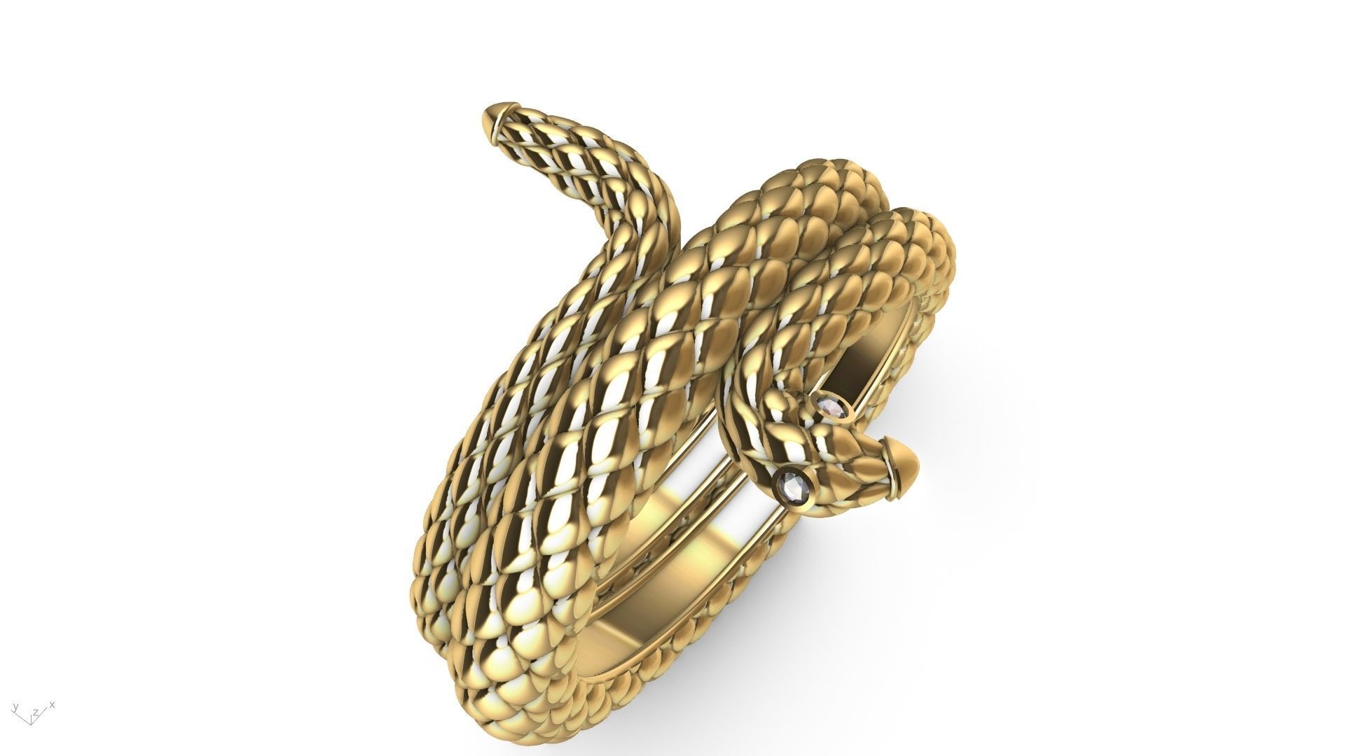 Curled snake ring stl verified 3D print model_7