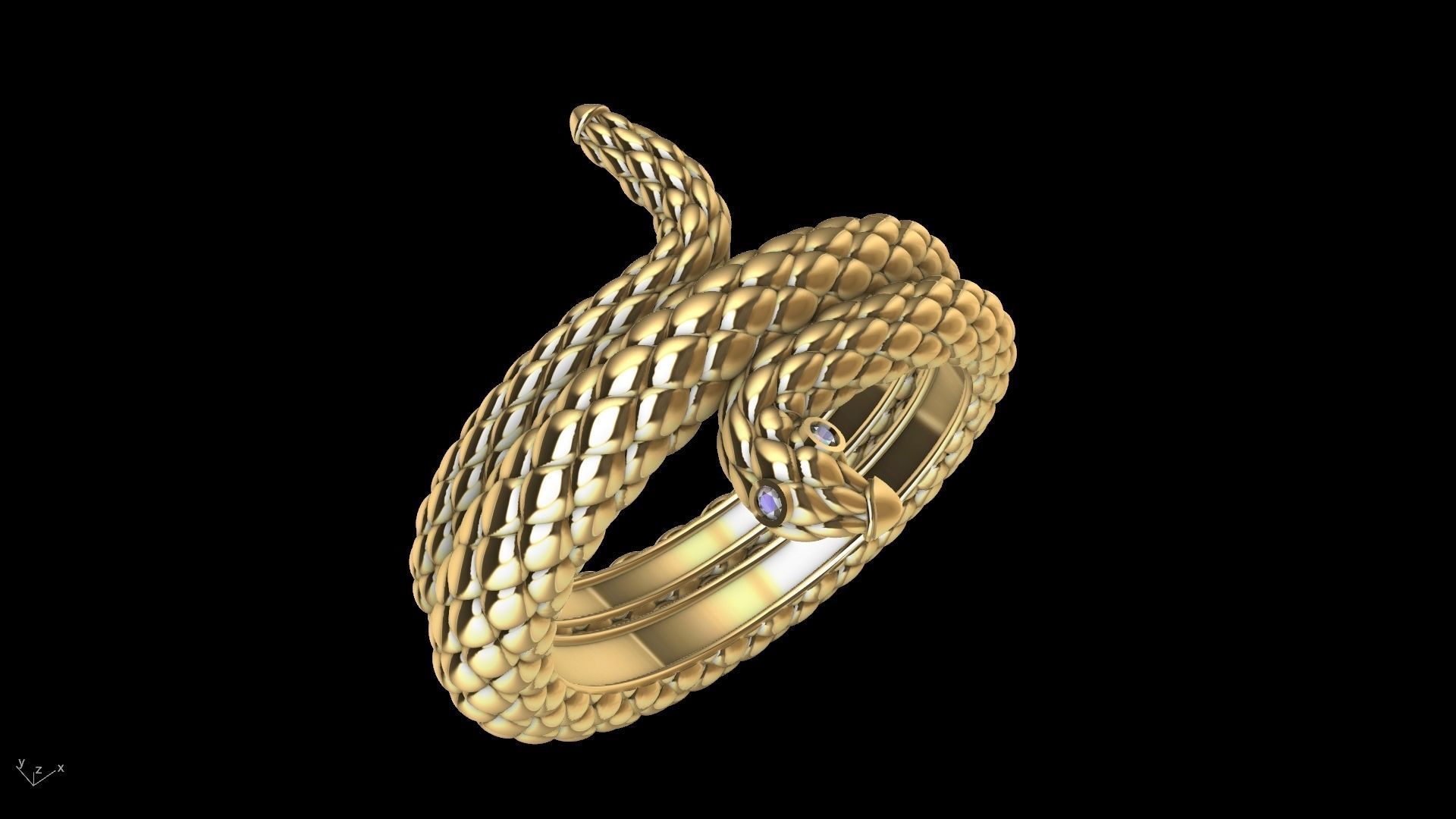 Curled snake ring stl verified 3D print model_19