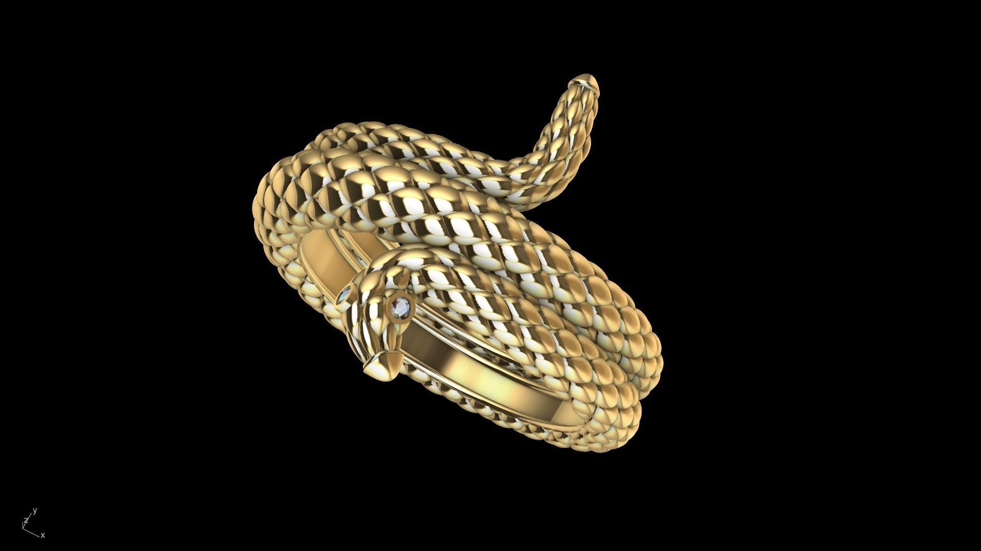 Curled snake ring stl verified 3D print model_24