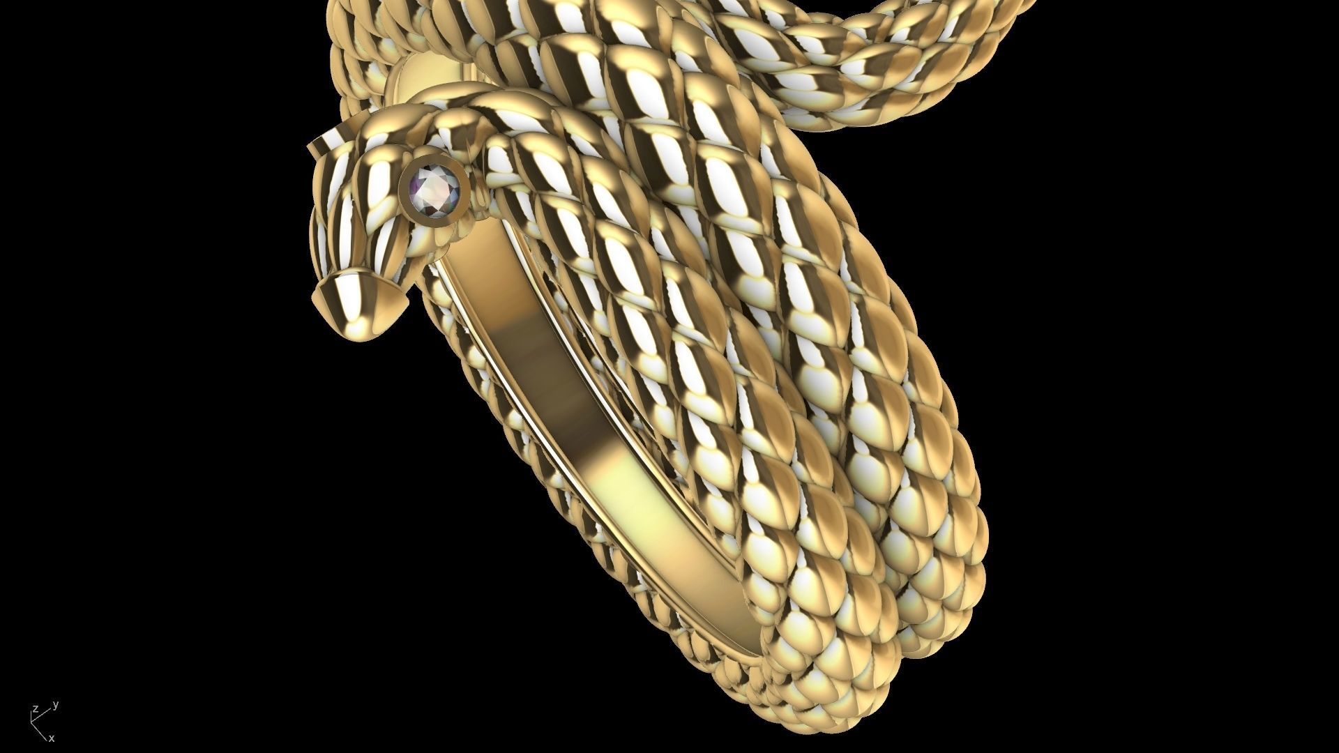 Curled snake ring stl verified 3D print model_17