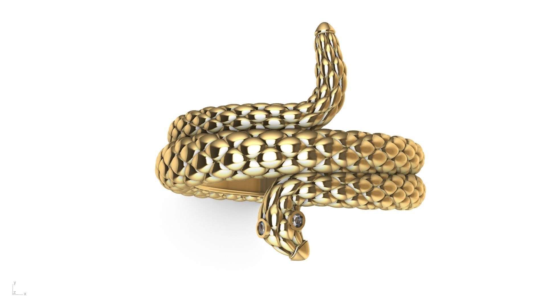 Curled snake ring stl verified 3D print model_3