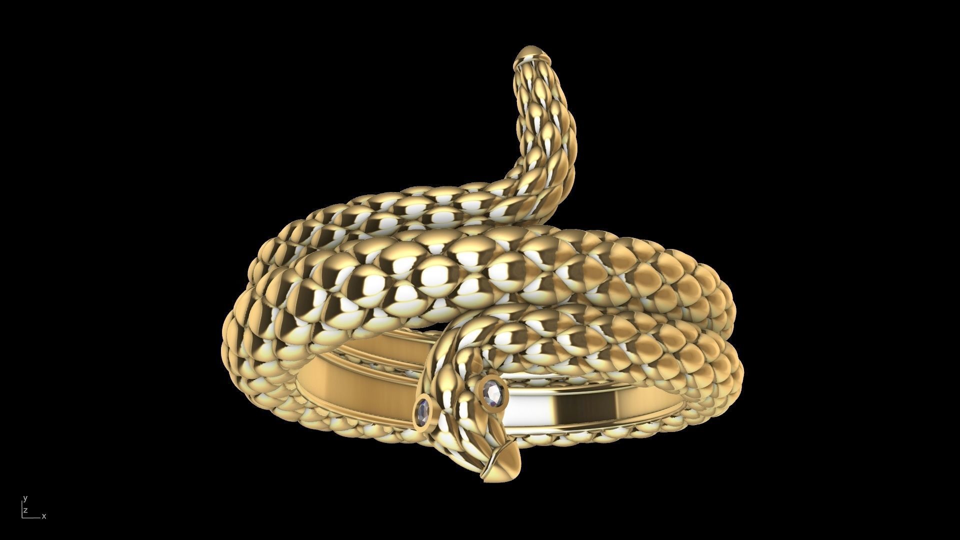Curled snake ring stl verified 3D print model_10