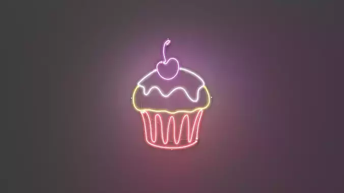 Cupcake 3 - Neon Sign 3D model