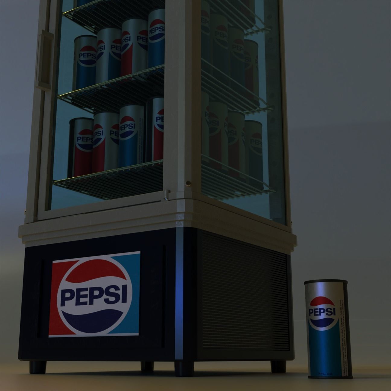 3D model VINTAGE PEPSI SHOWCASE COMMERCIAL REFRIGERATOR VR / AR / low
