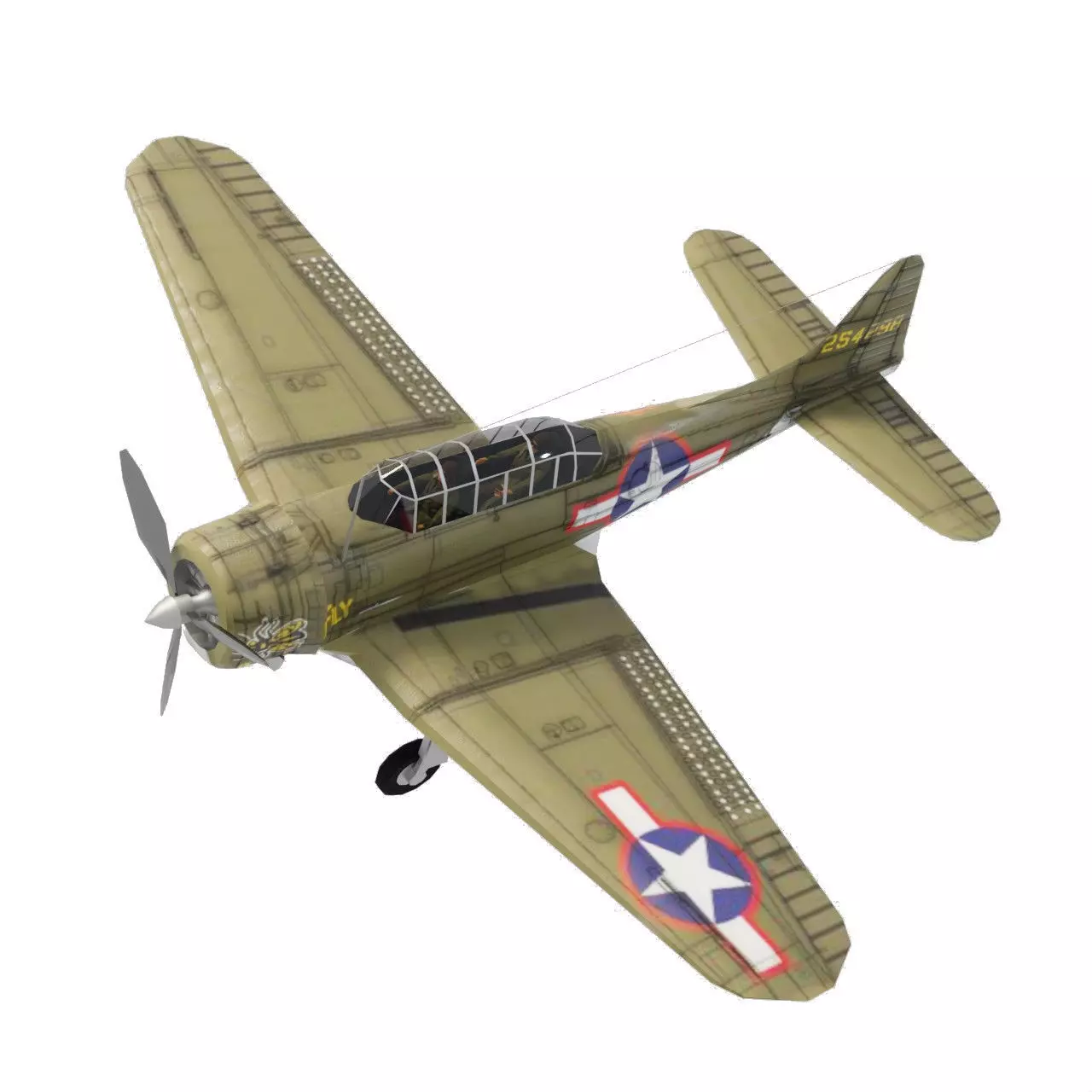 Douglas SBD Dauntless WW2 bomber Low-poly 3D model_0
