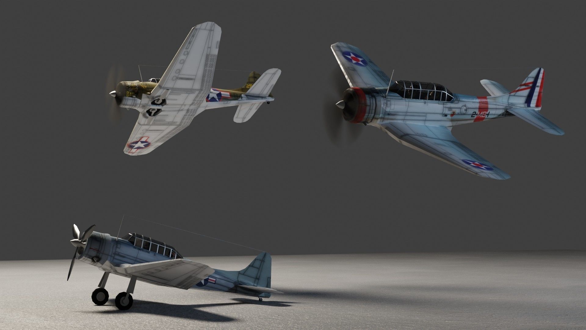 Douglas SBD Dauntless WW2 bomber Low-poly 3D model_3