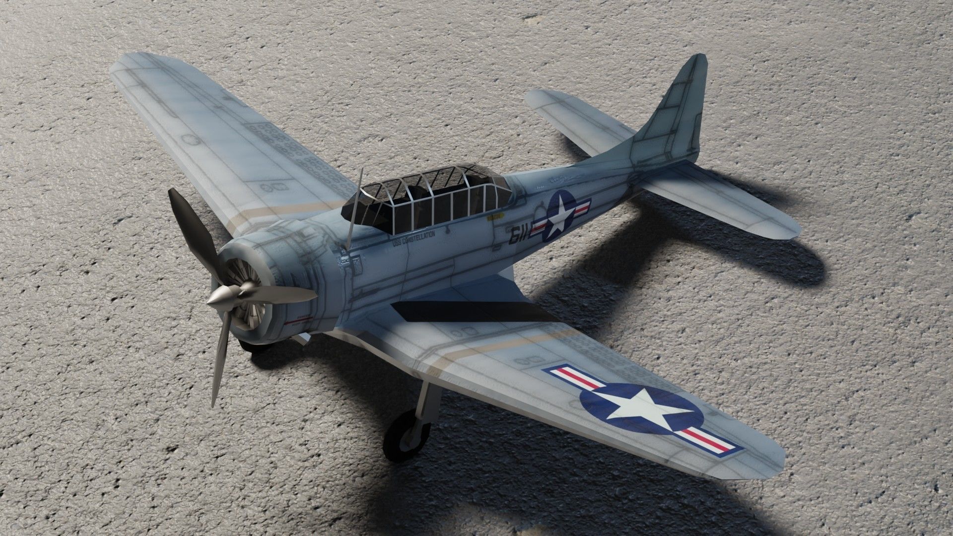 Douglas SBD Dauntless WW2 bomber Low-poly 3D model_7