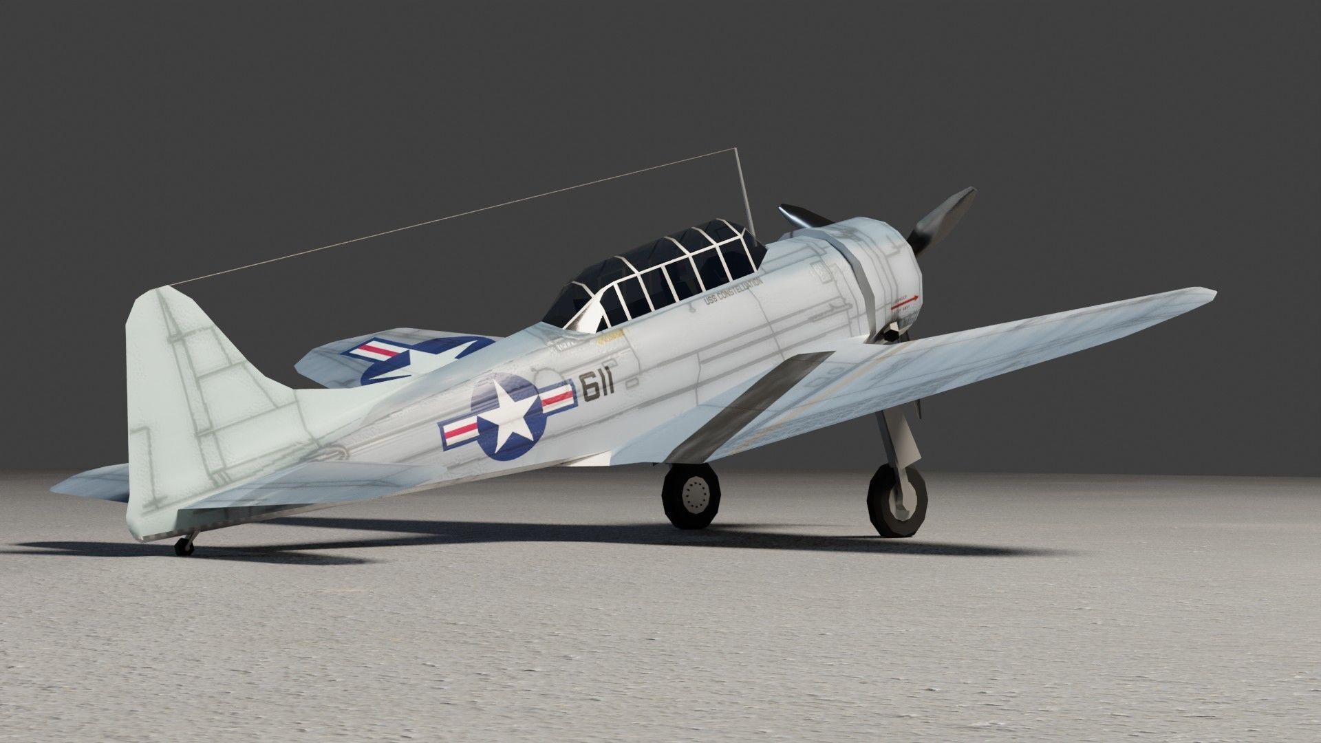 Douglas SBD Dauntless WW2 bomber Low-poly 3D model_9