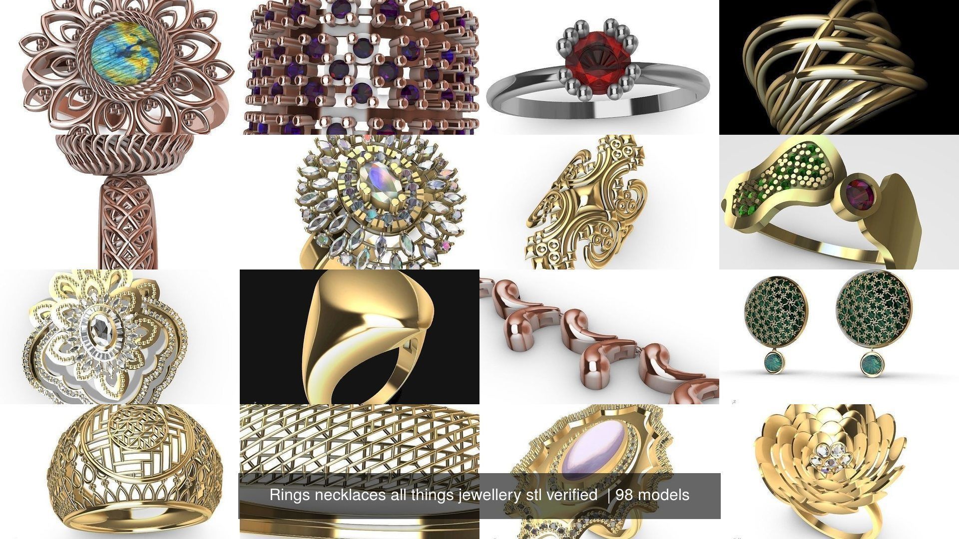 Rings necklaces all things jewellery stl verified  3D Model Collection_19