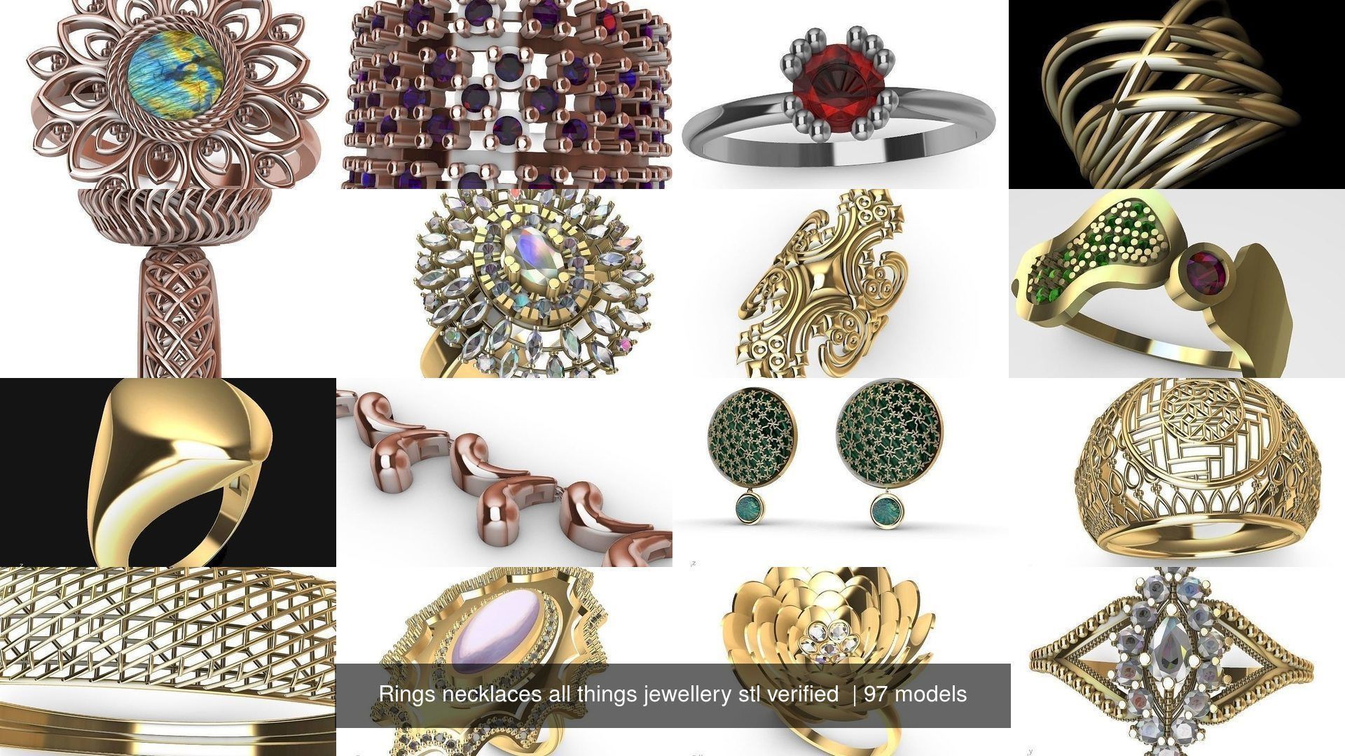 Rings necklaces all things jewellery stl verified  3D Model Collection_14