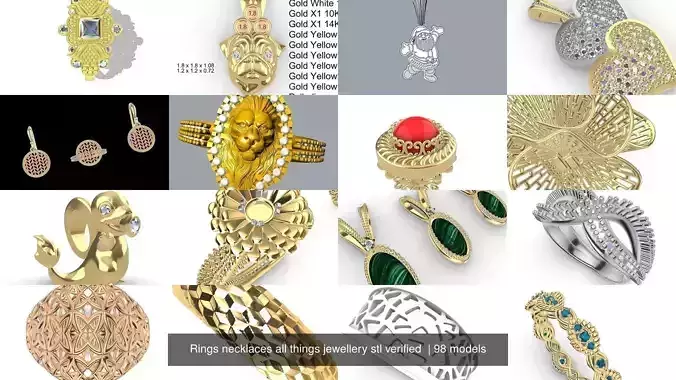 Rings necklaces all things jewellery stl verified  3D Model Collection