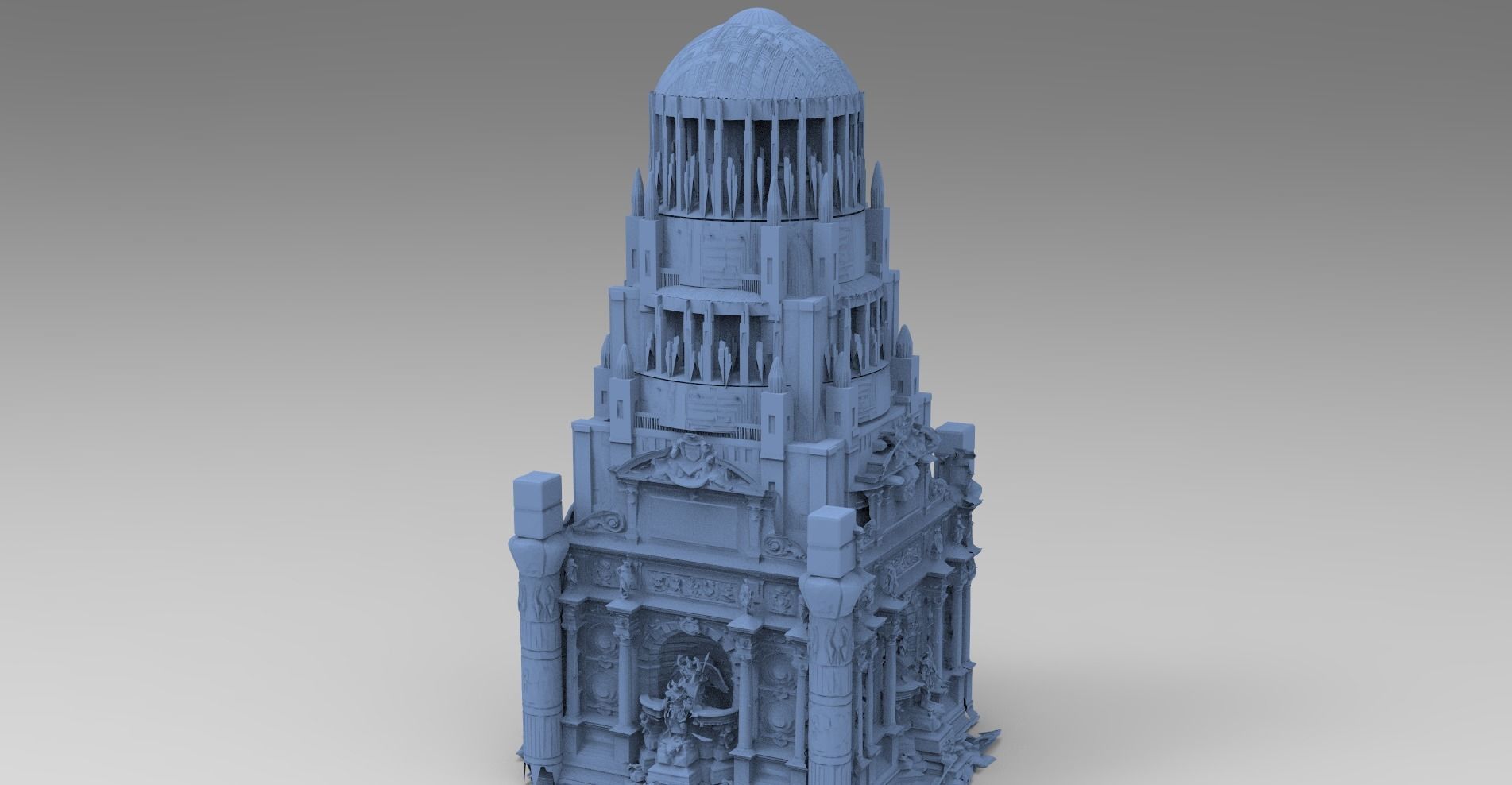 Art Deco New York Baroque building 3   3D model_1