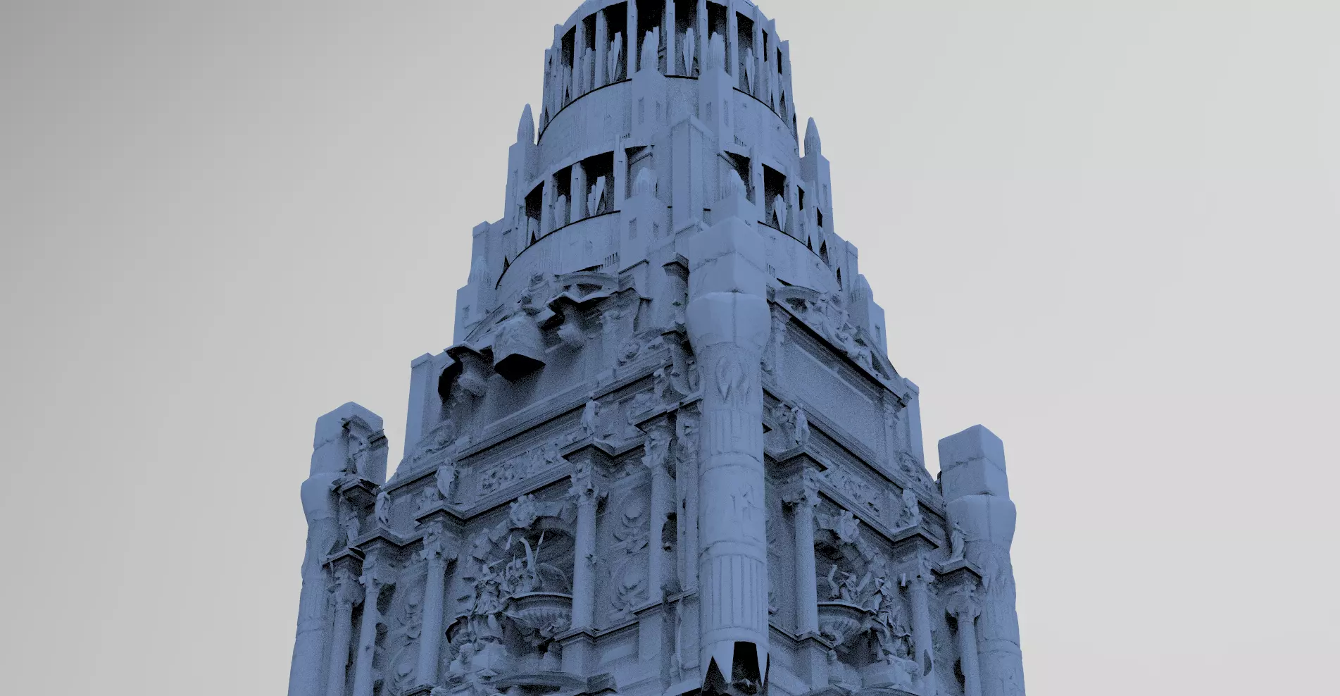 Art Deco New York Baroque building 4  3D model_0