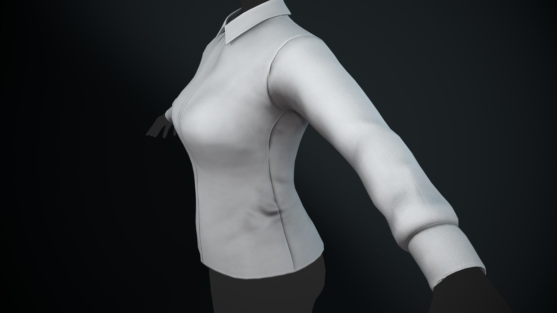 Female White Shirt Style 1  Low-poly 3D model_6