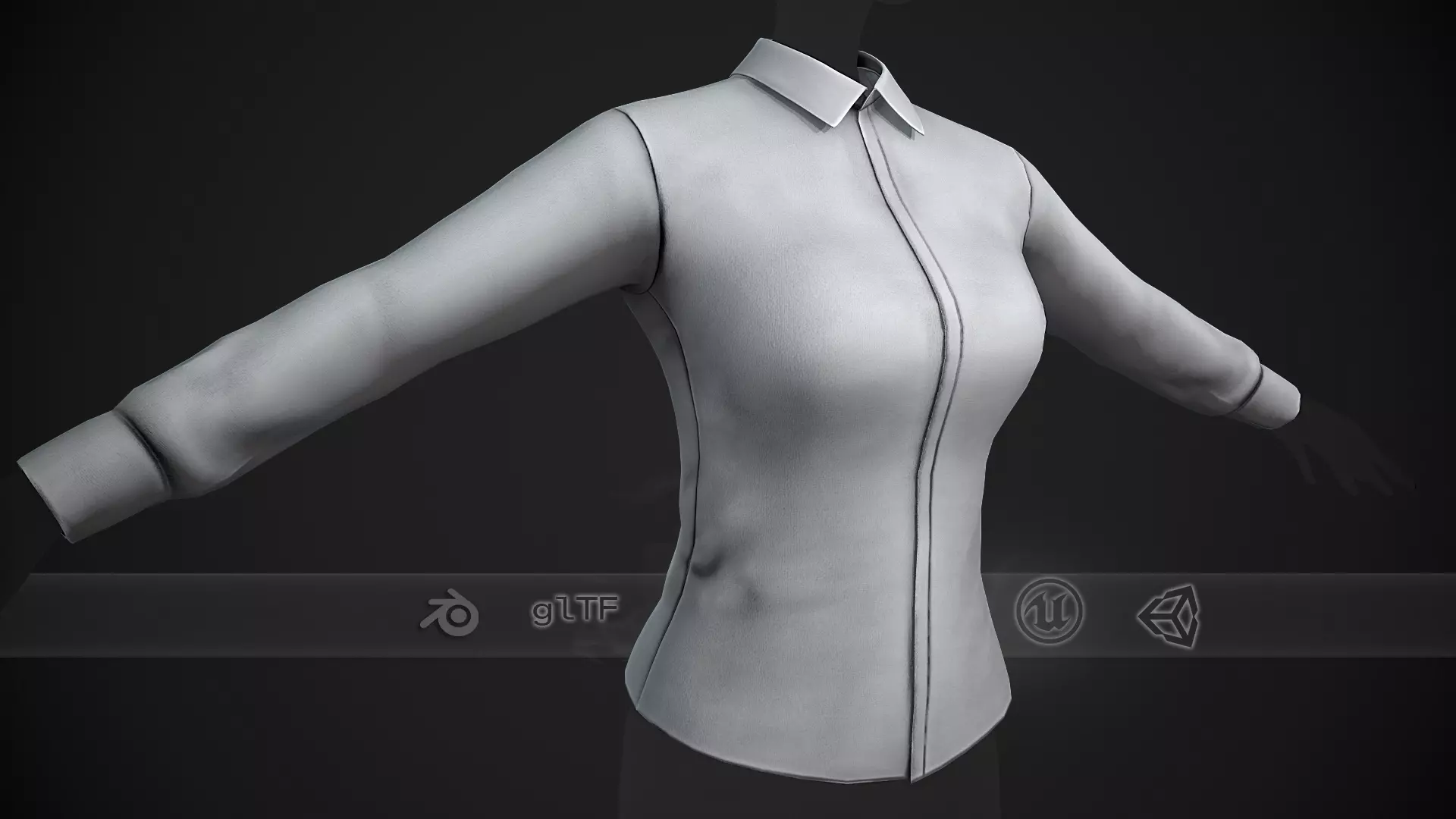 Female White Shirt Style 1  Low-poly 3D model_0