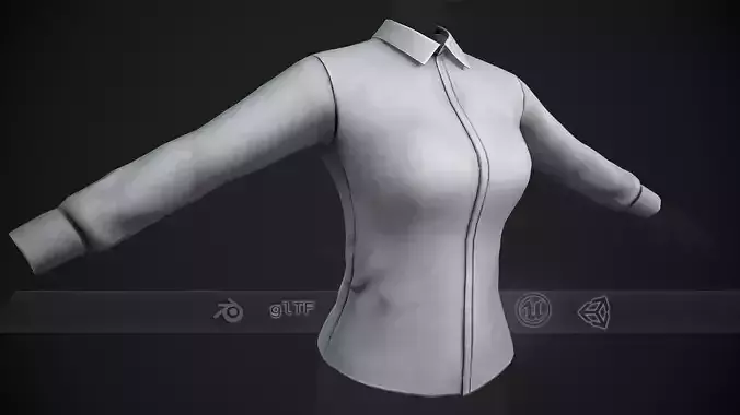 Female White Shirt Style 1  Low-poly 3D model