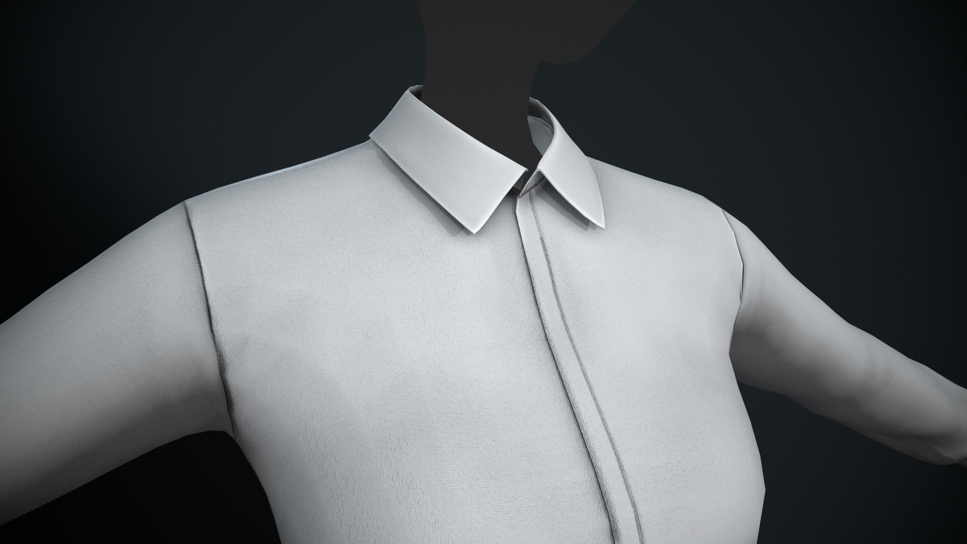 Female White Shirt Style 1  Low-poly 3D model_1