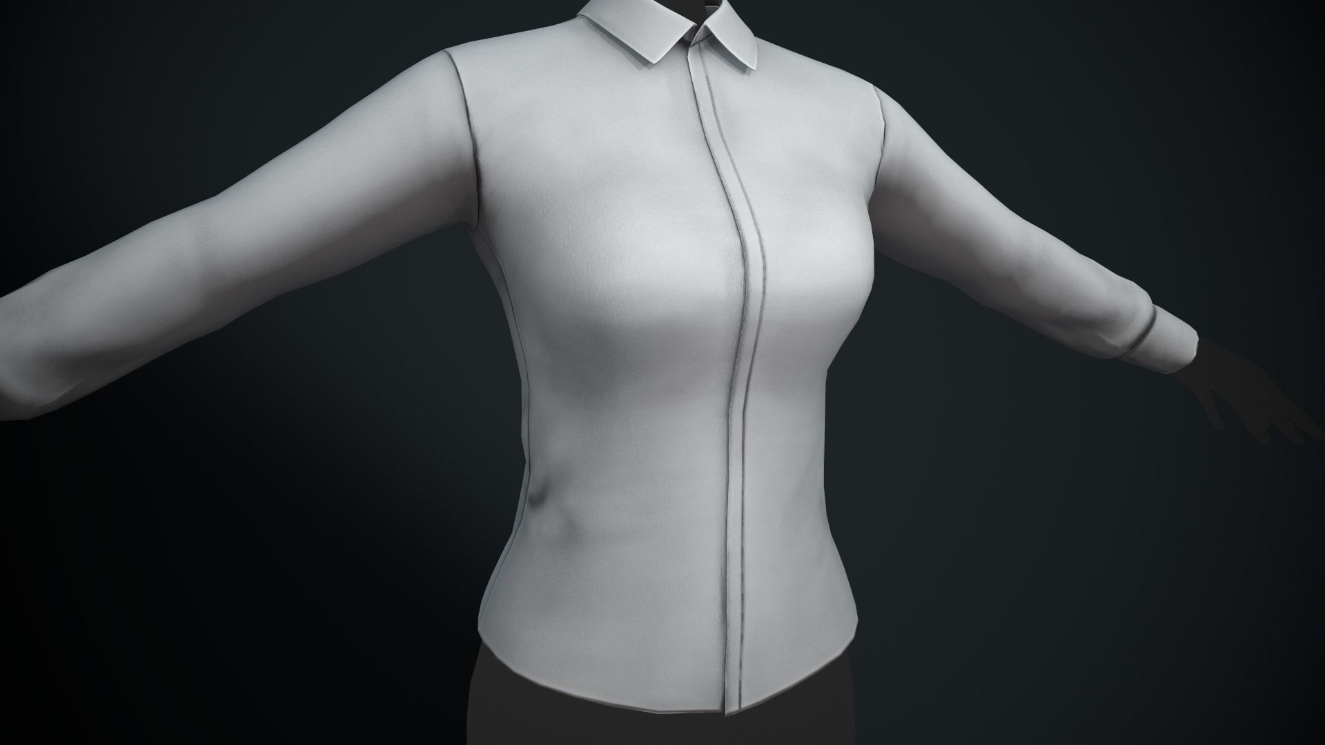 Female White Shirt Style 1  Low-poly 3D model_7