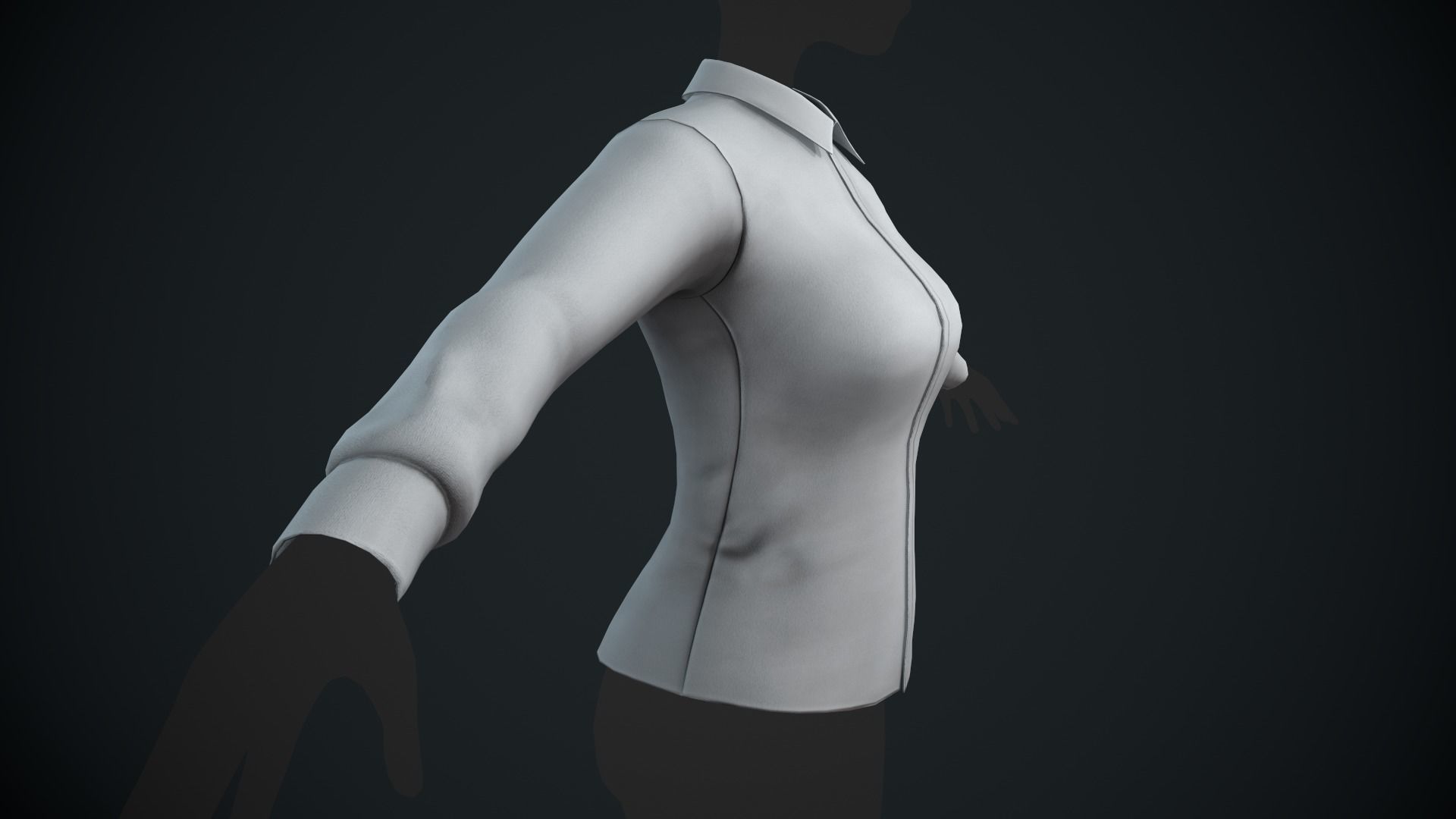Female White Shirt Style 1  Low-poly 3D model_3