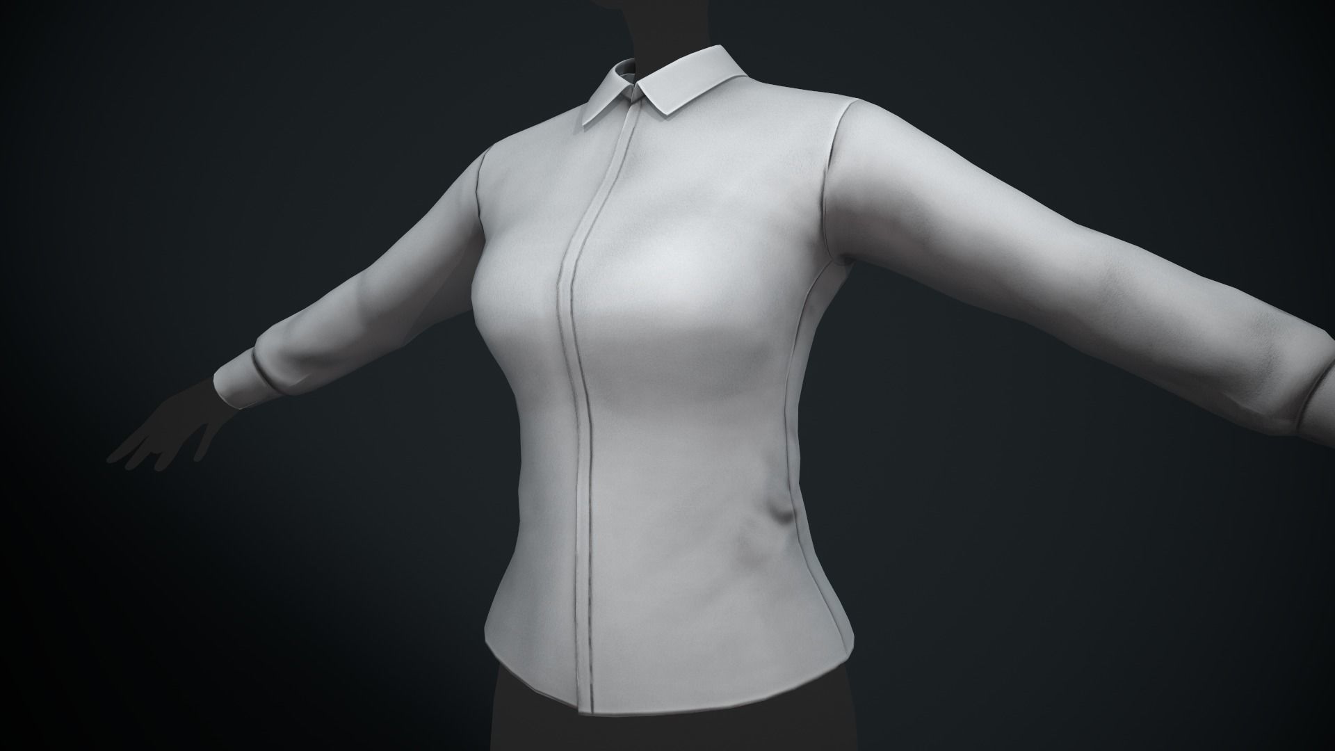 Female White Shirt Style 1  Low-poly 3D model_2