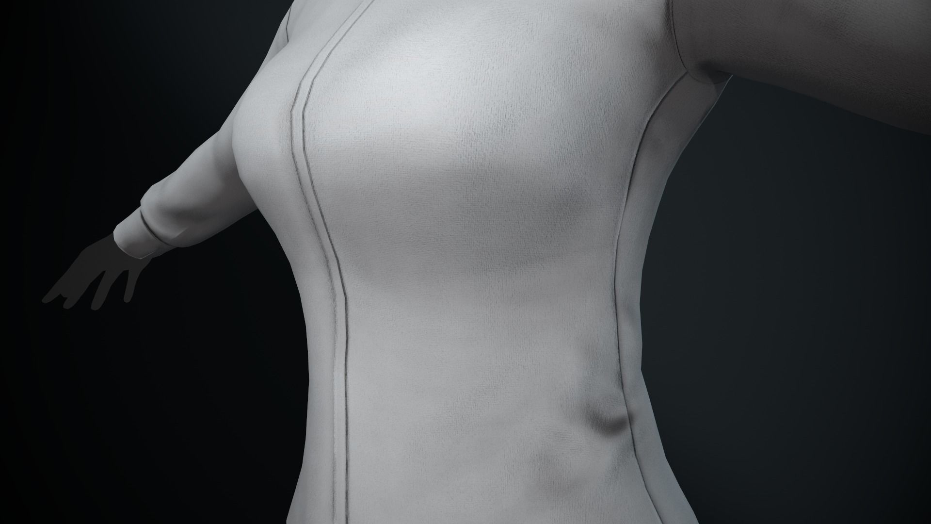 Female White Shirt Style 1  Low-poly 3D model_8
