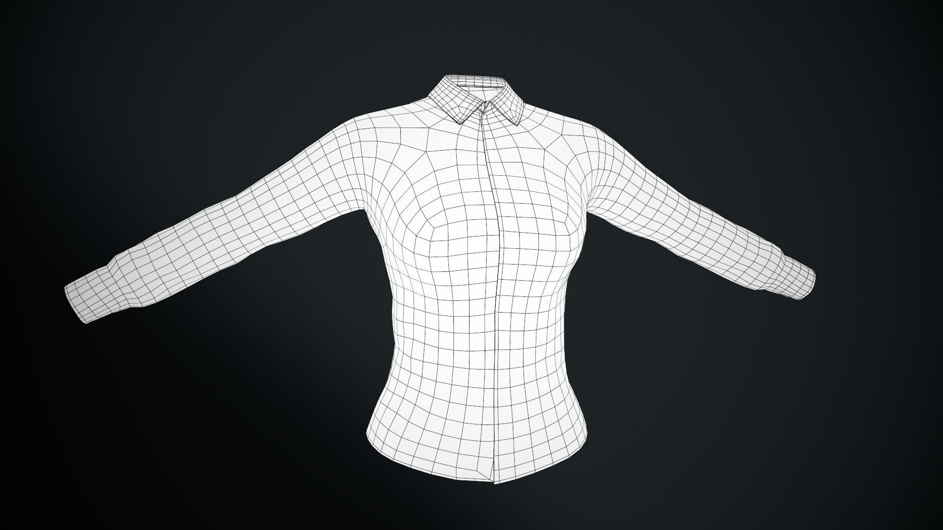 Female White Shirt Style 1  Low-poly 3D model_10