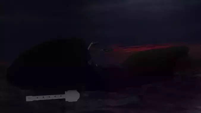 Jetbike boat in water at dusk 3D model