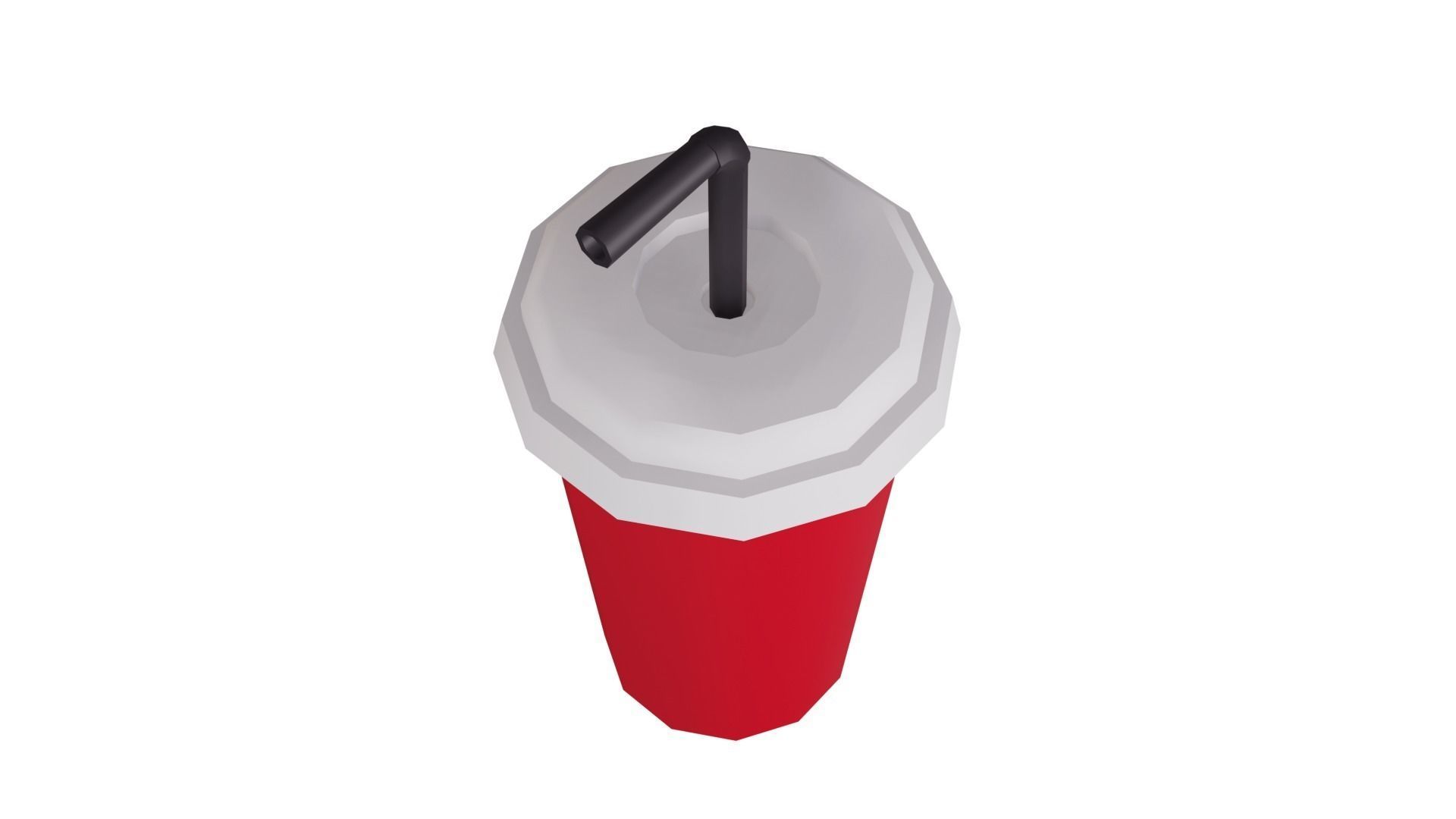 Low Poly Soda coffee cup with straw Low-poly 3D model_2