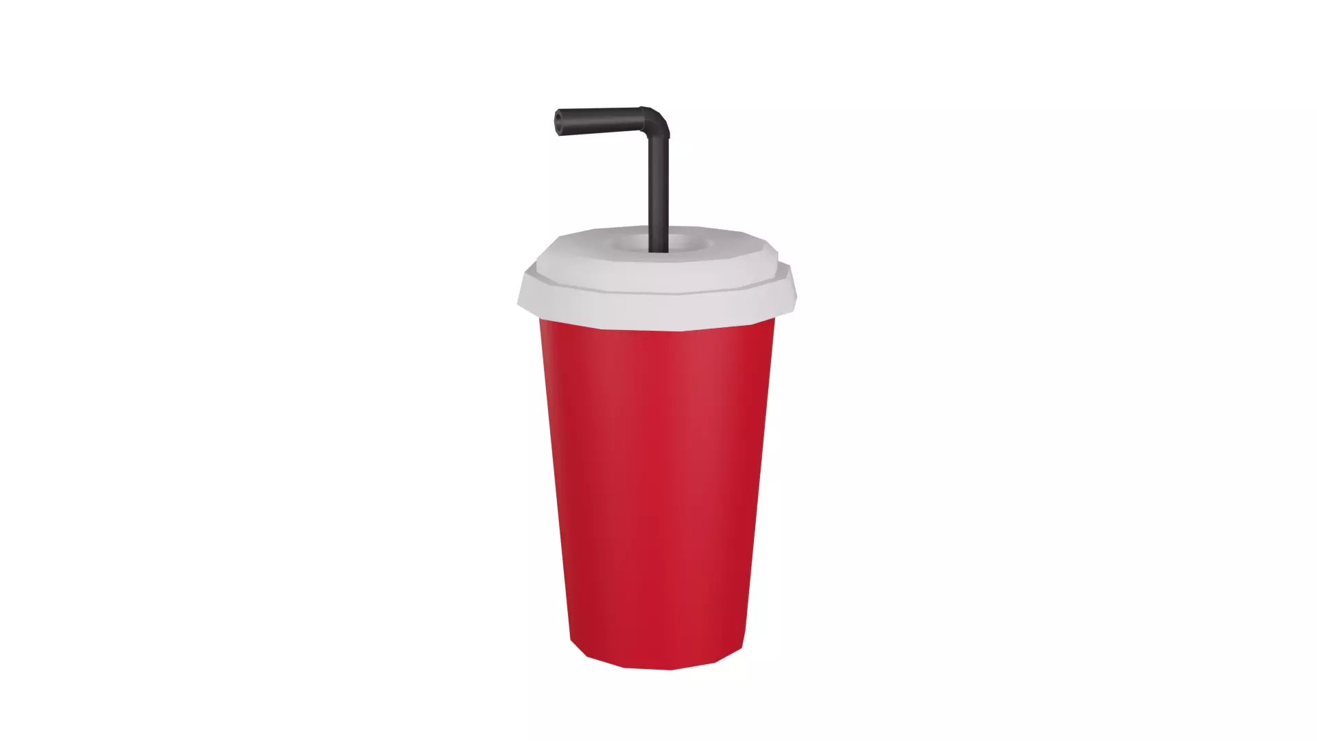 Low Poly Soda coffee cup with straw Low-poly 3D model_0