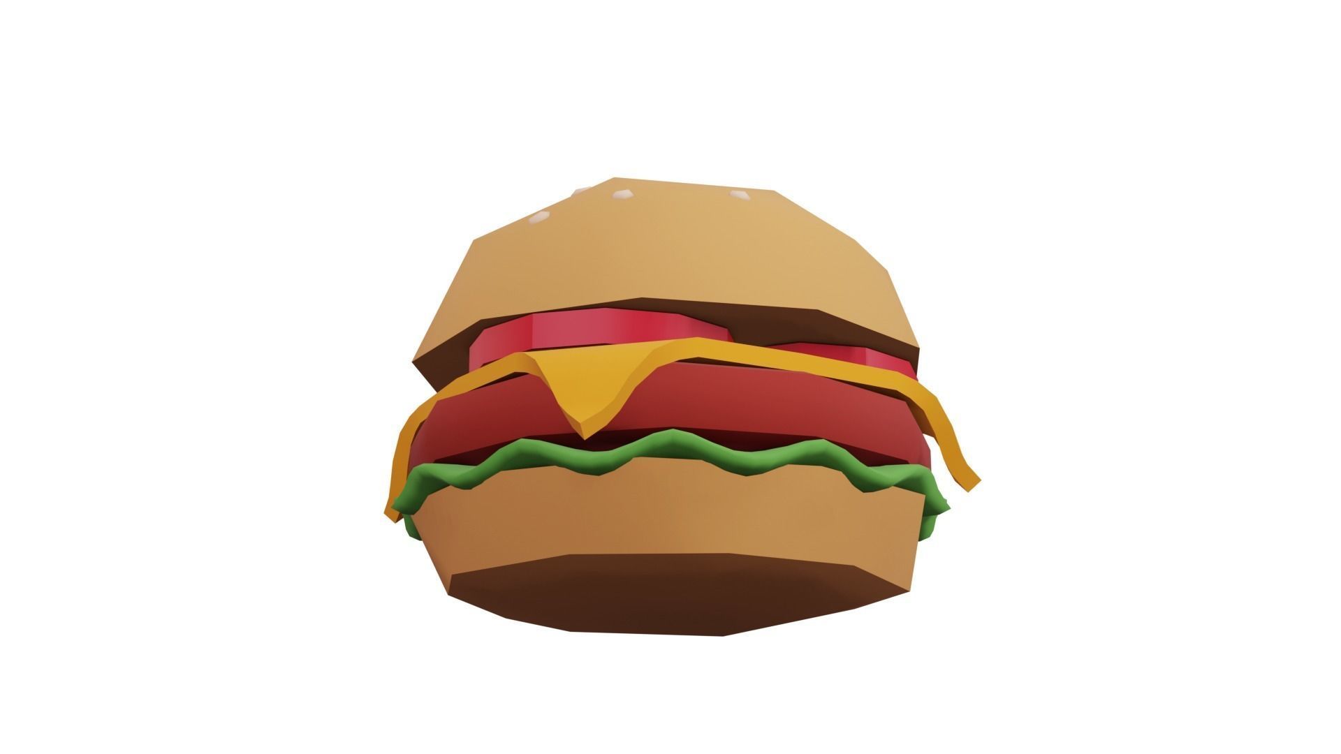 Low Poly Burger hamburger Low-poly 3D model_1