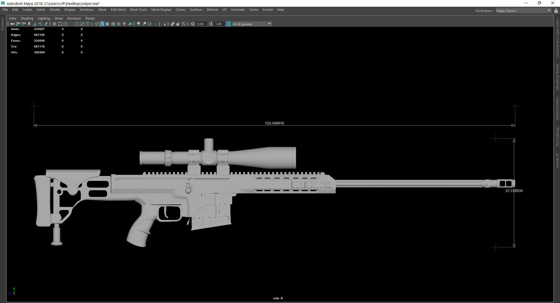  Highpoly Sniper Barrett Model 98B 3D model_3