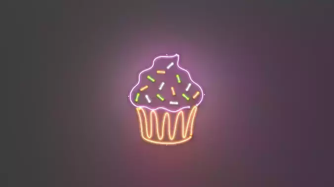 Cupcake 4 - Neon Sign 3D model