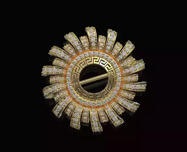 brilliant sun brooch 3D print model