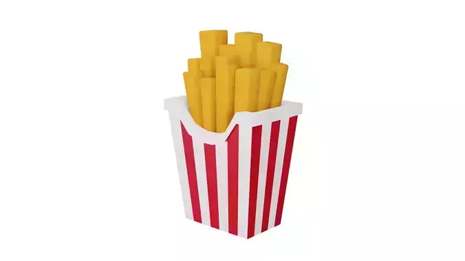 Low Poly Fries french in box Low-poly 3D model
