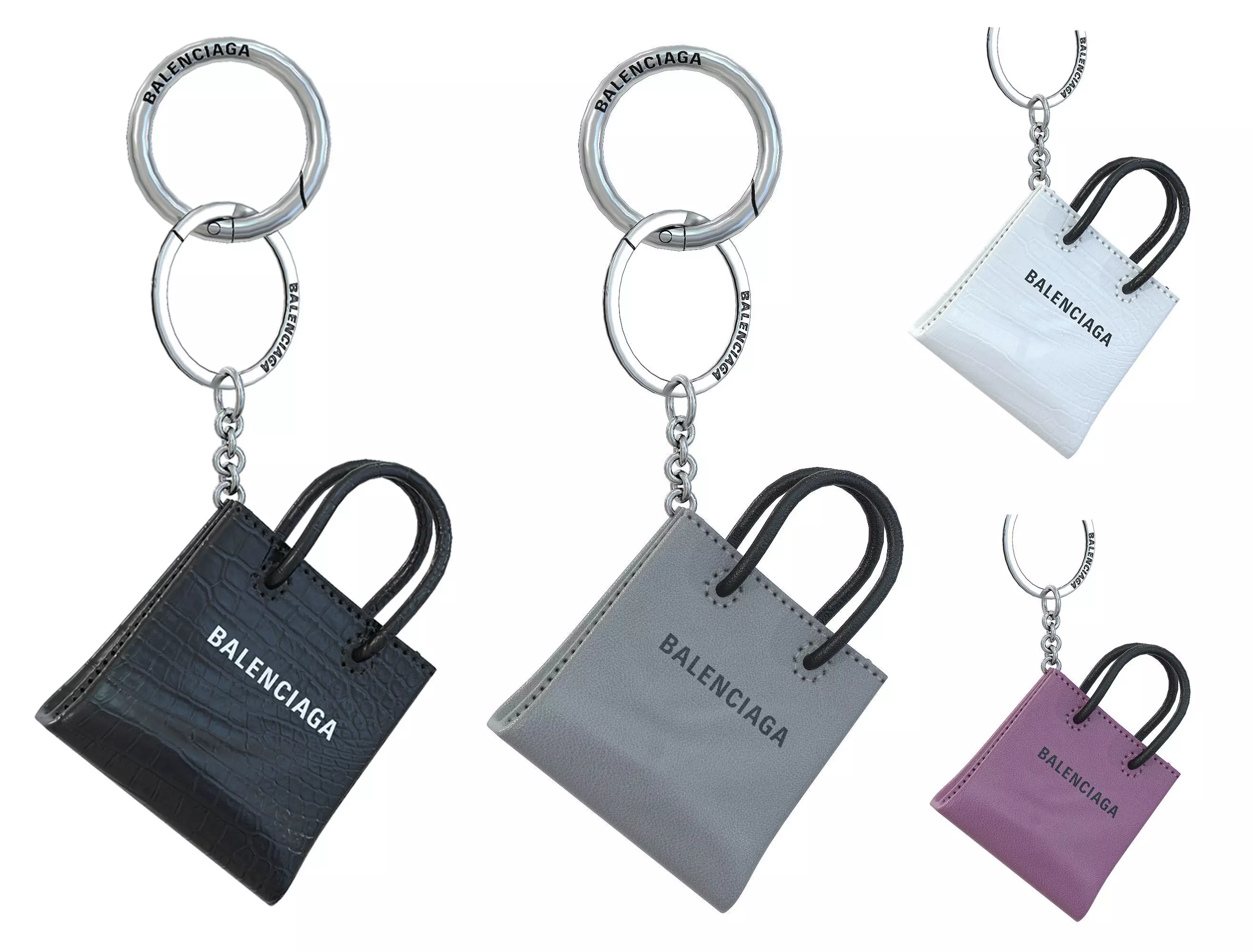 3D model Balenciaga mini Shopping bag Keyring VR / AR / low-poly