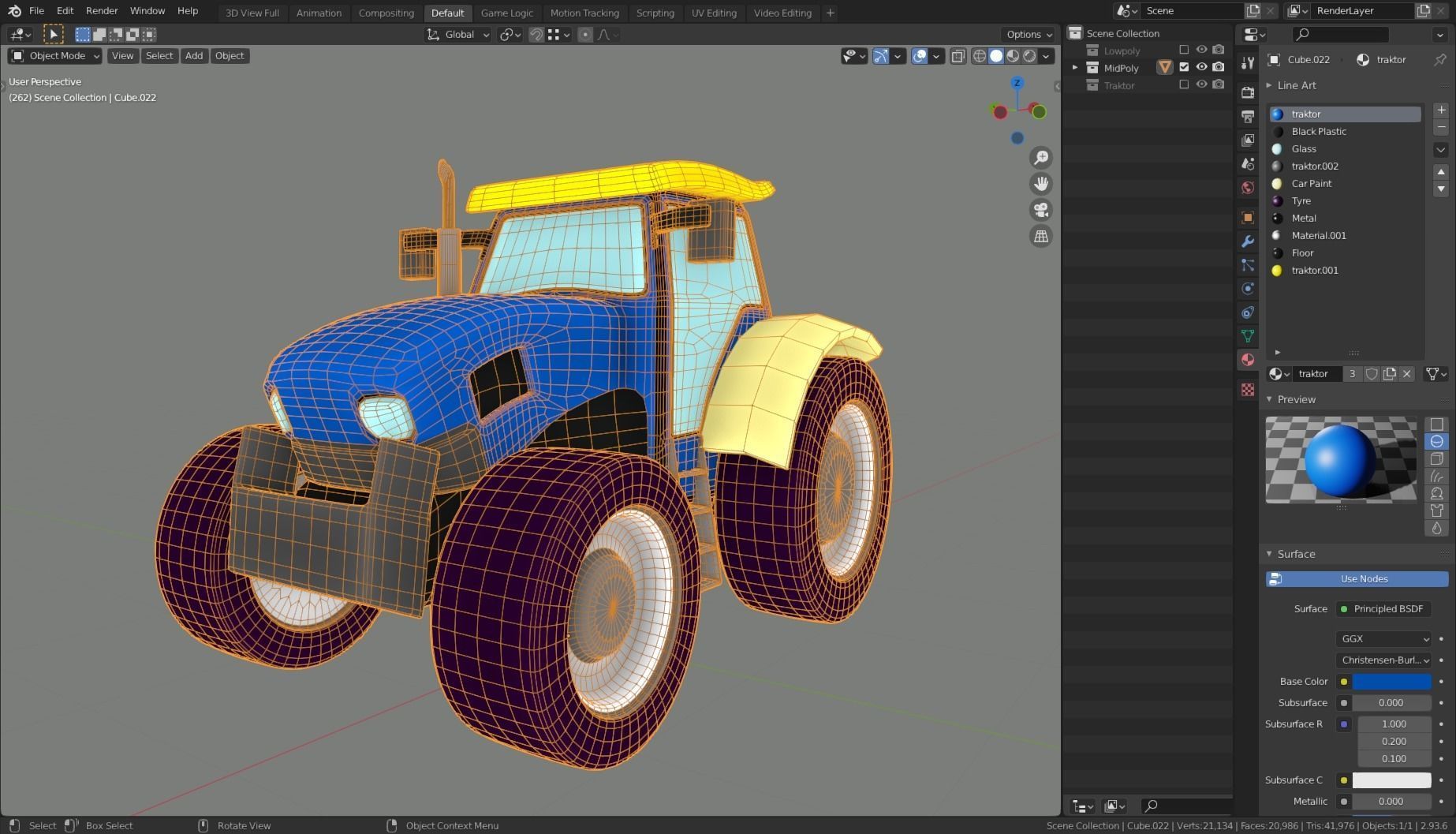 Low Poly Vehicle -  Traktor Low-poly 3D model_9