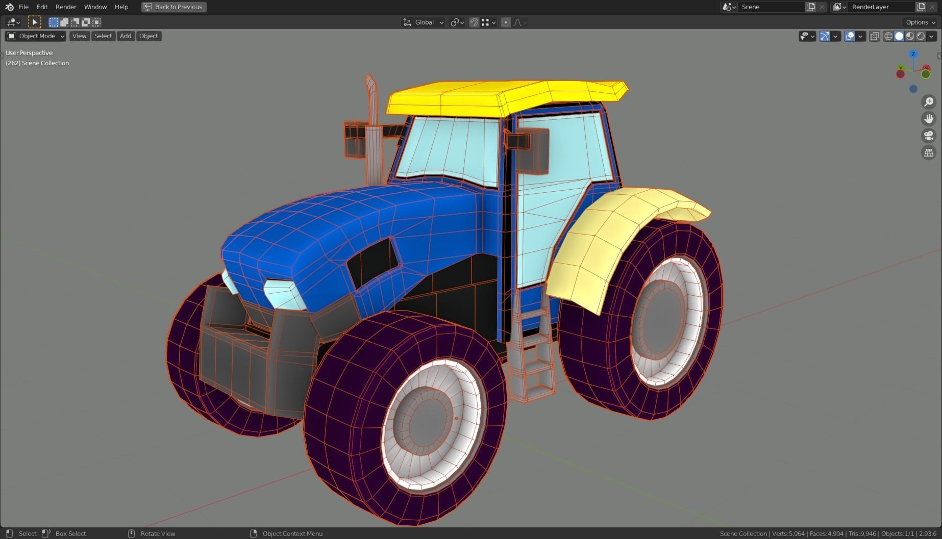 Low Poly Vehicle -  Traktor Low-poly 3D model_13