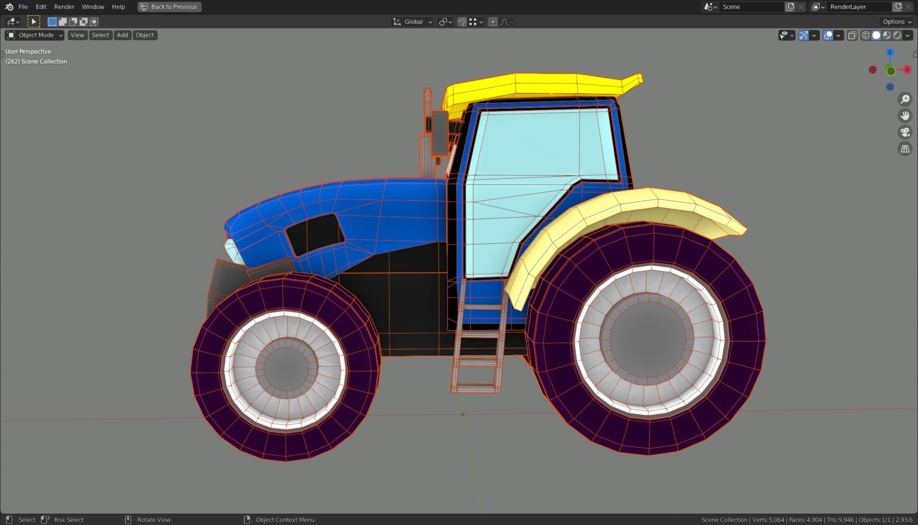 Low Poly Vehicle -  Traktor Low-poly 3D model_14