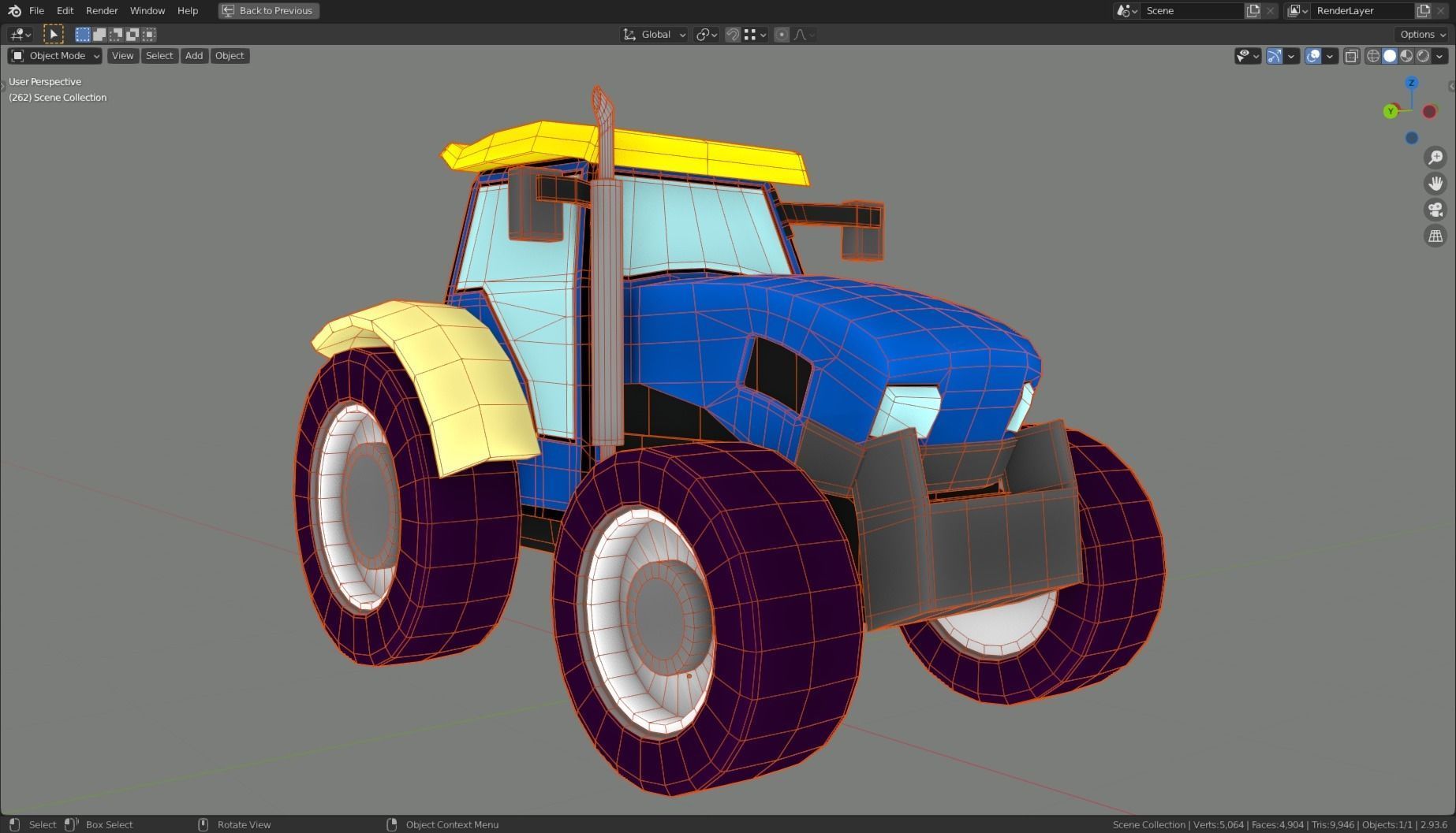 Low Poly Vehicle -  Traktor Low-poly 3D model_17