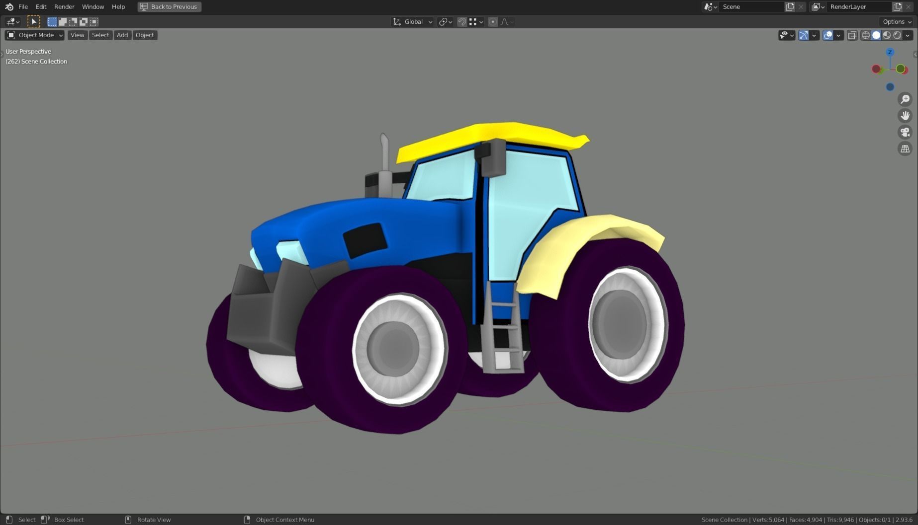 Low Poly Vehicle -  Traktor Low-poly 3D model_6