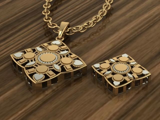 Beautiful plain Locket set 3D print model_2