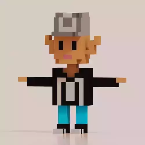 Toy Hero 5 Voxel Low-poly 3D model