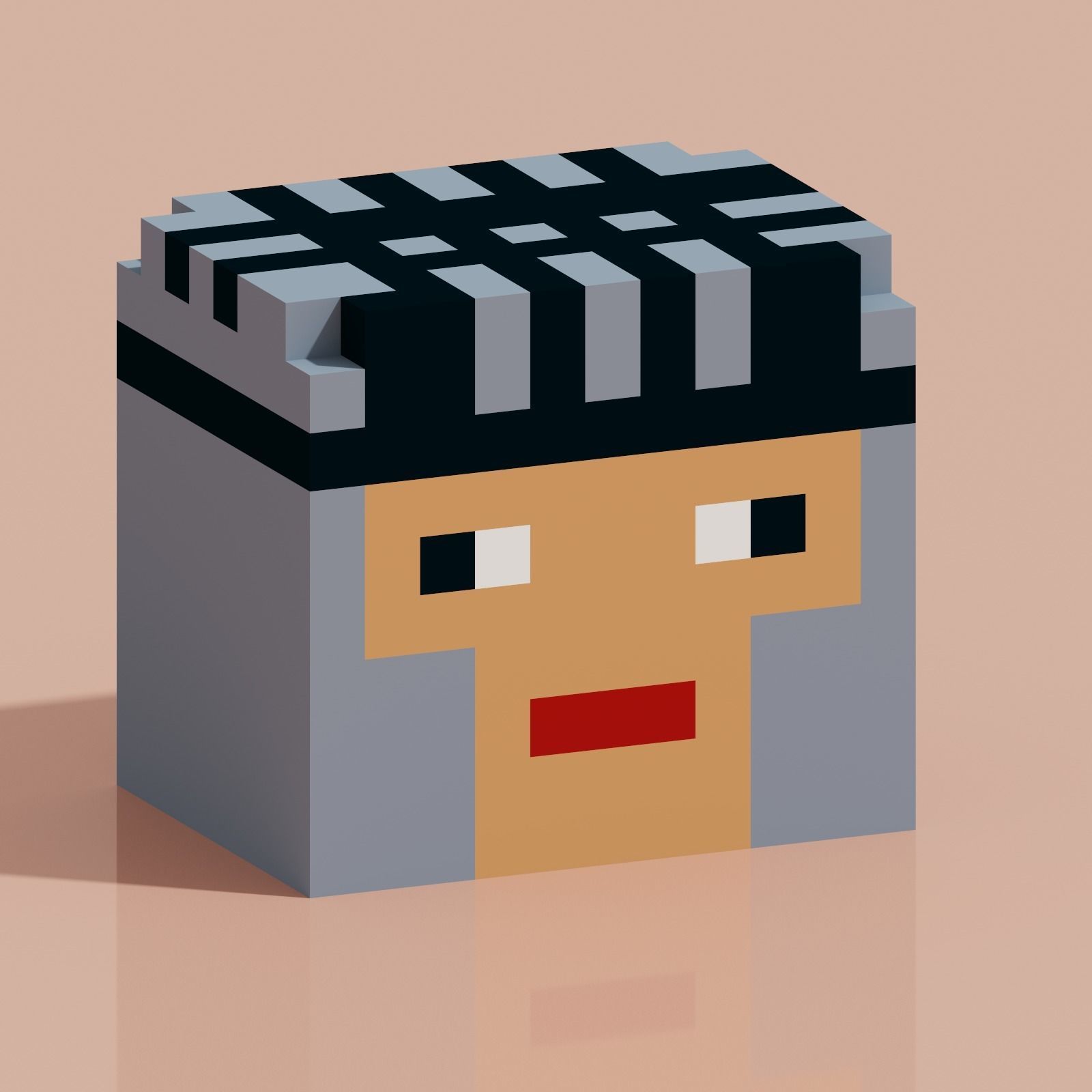 Square Face 3 Voxel Low-poly 3D model_1