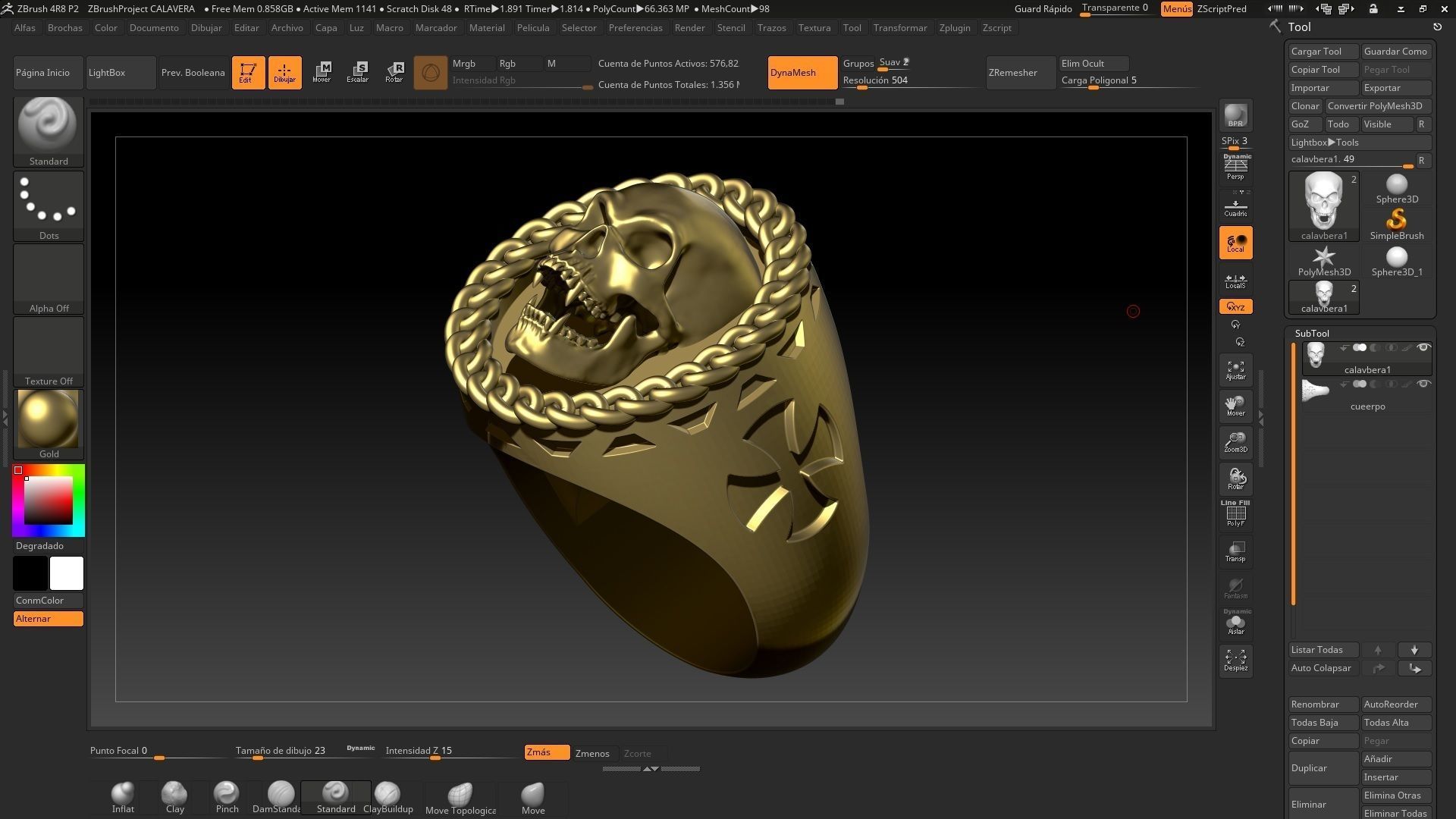 Chains skull ring 3D print model_4