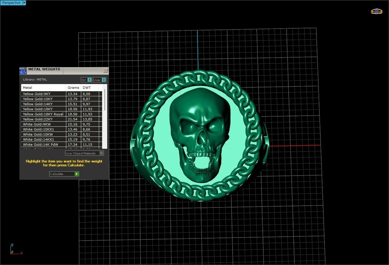 Chains skull ring 3D print model_6