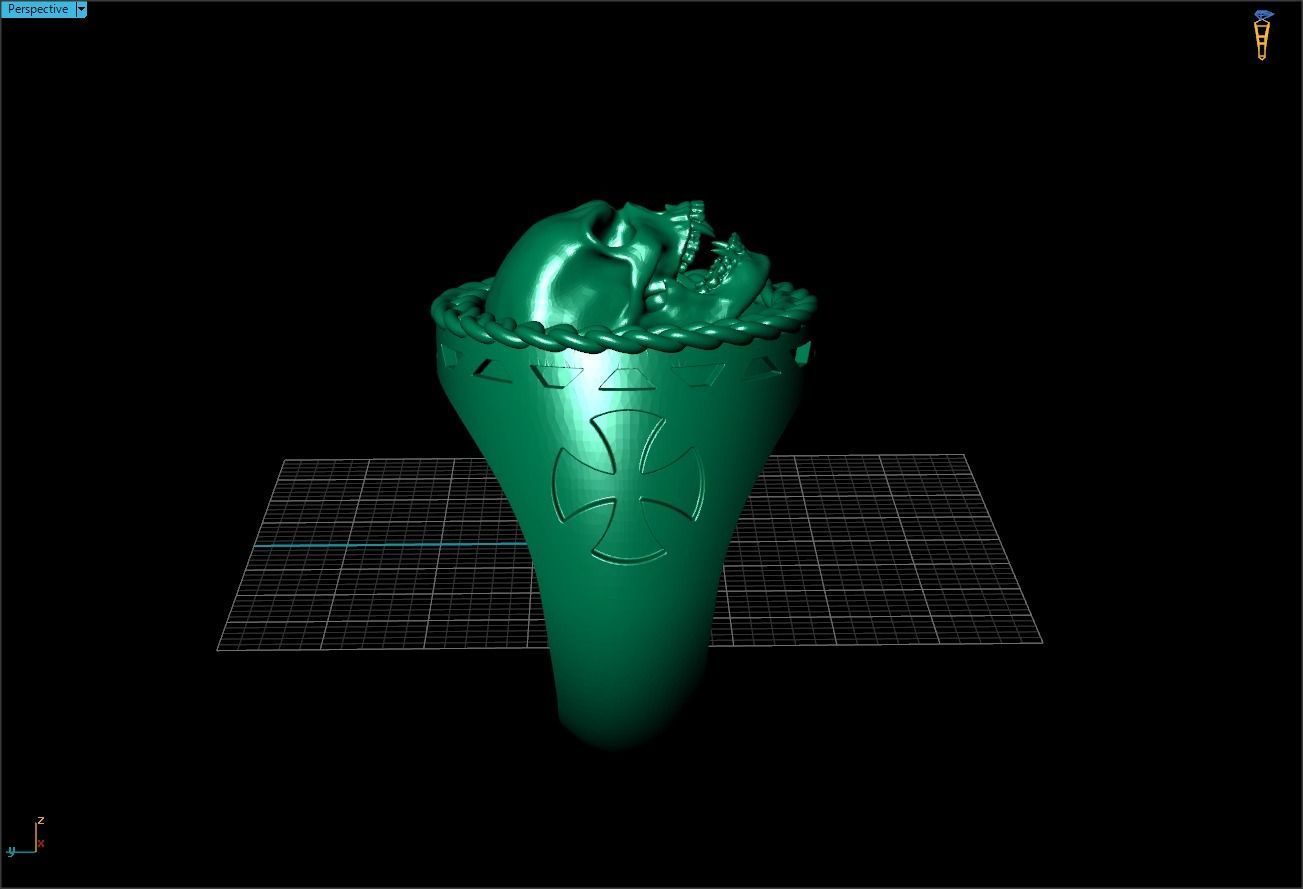 Chains skull ring 3D print model_7