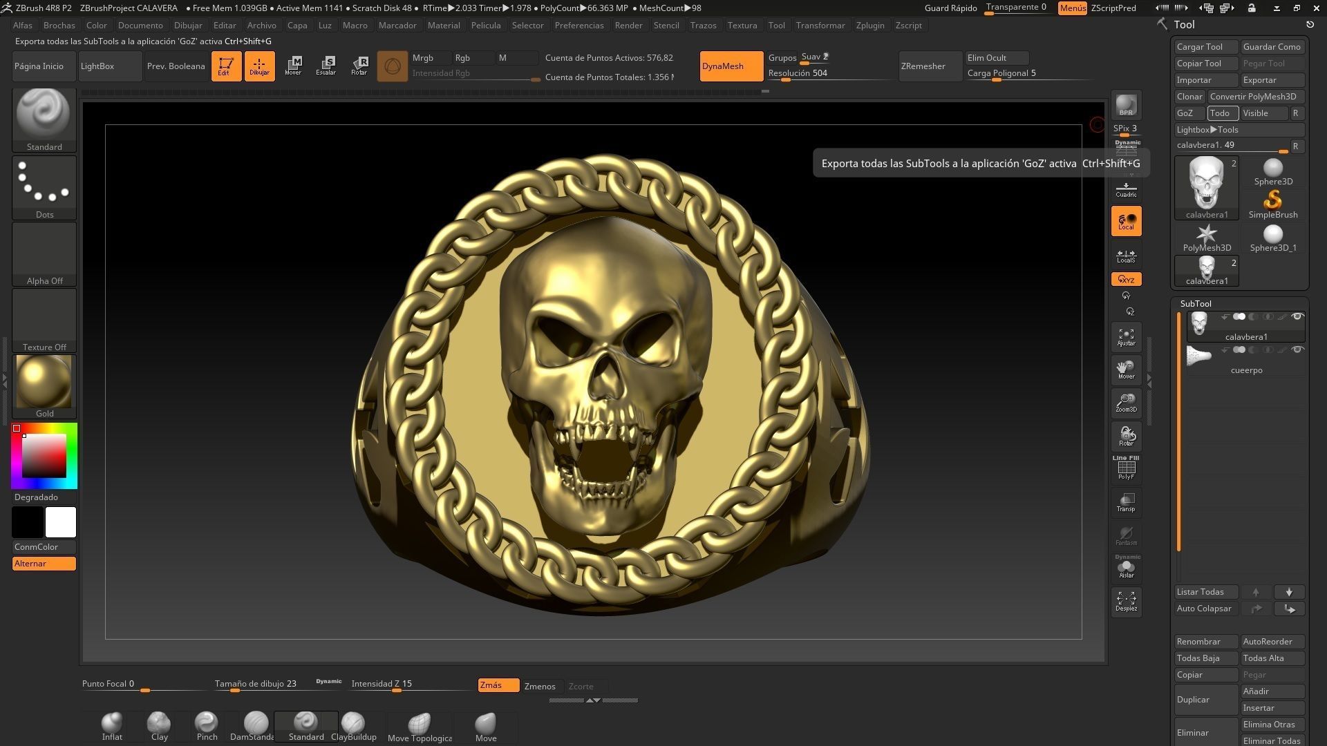 Chains skull ring 3D print model_3